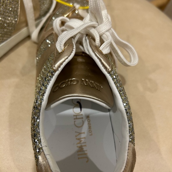 Jimmy Choo Teri Low Top Sneakers – Champagne Gold Glitter - Picture 4 of 7